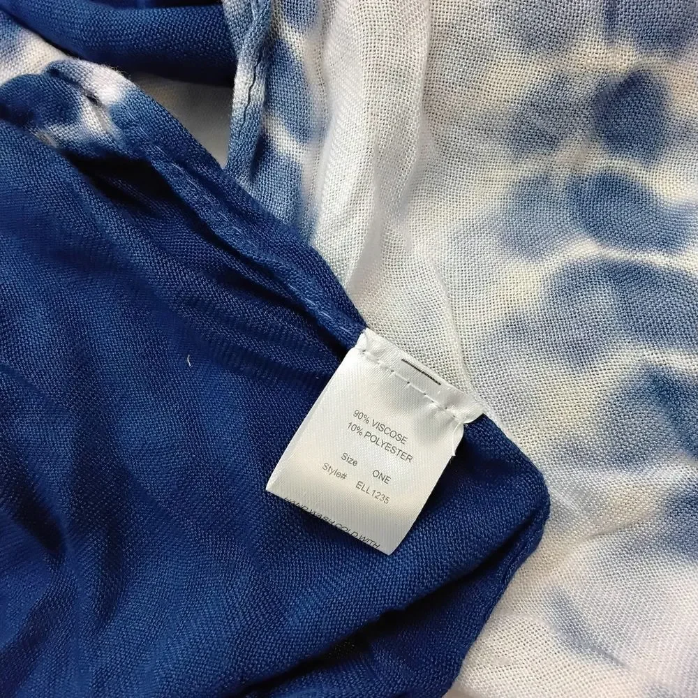 Woven Heart Navy and White Tie-Dye Draped Open Kimono